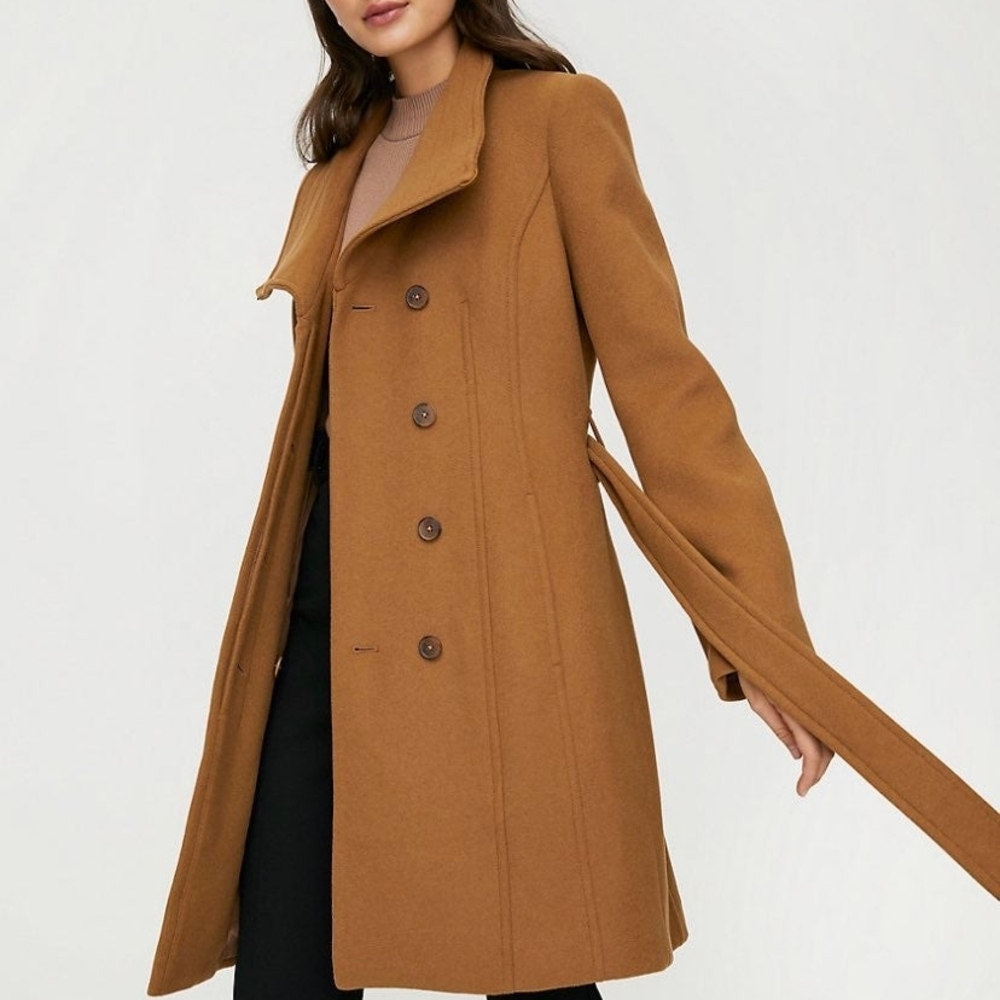 Women's Tan Double-Breasted Coat